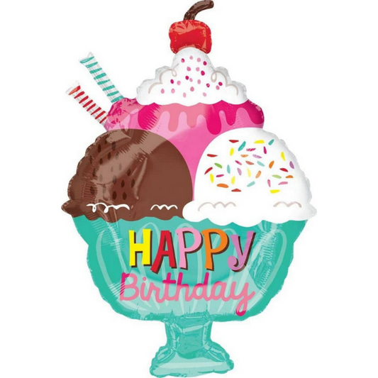 Ice Cream Themed Happy Birthday Foil Balloons - 30"