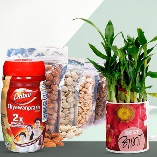 'Best आमा'Bamboo Plant Mug with Chyawanprash & Nuts