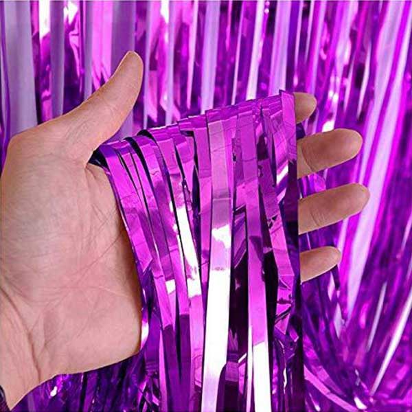 Lavender Glow Metallic Foil Fringe Curtain Party Decor