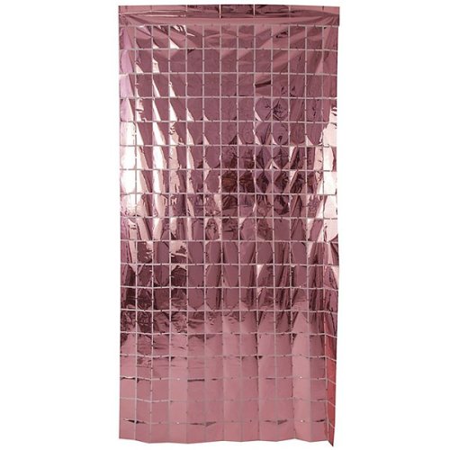 Square Foil Fringe Curtain in Rose Gold