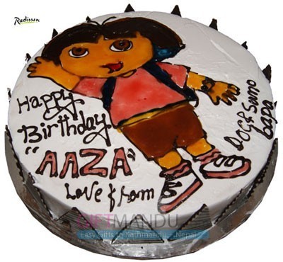 Dora-Themed Cartoon Character Cake