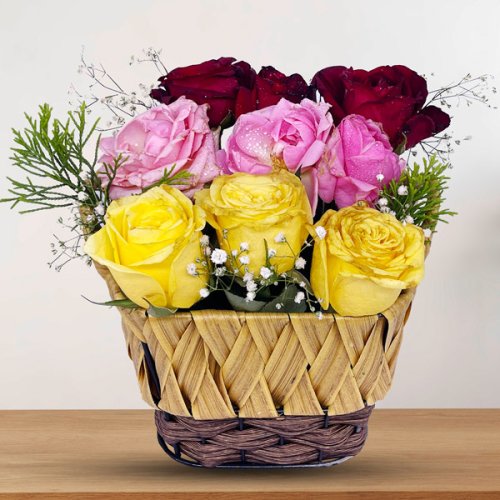 Beautiful Flower Basket With Green Fillers