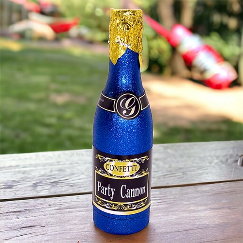 Party Popper: Blue Champagne Bottle Design