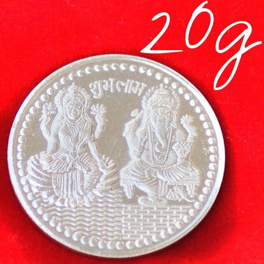 Lord Ganesh Ji & Goddess Laxmi: 20g Silver Coin
