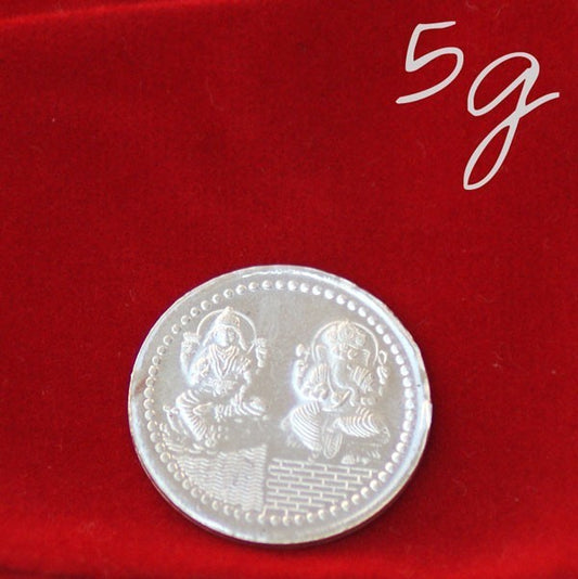 Lord Ganesh Ji & Goddess Laxmi 5g Silver Coin