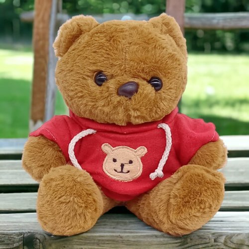 9-Inch Brown Teddy Bear with Red Hoodie