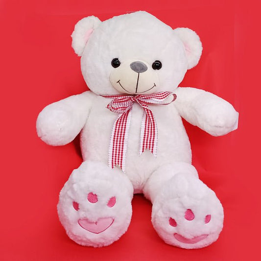 Cute & Soft White Teddy Bear With A Bow Tie -27" - Flowers to Nepal - FTN